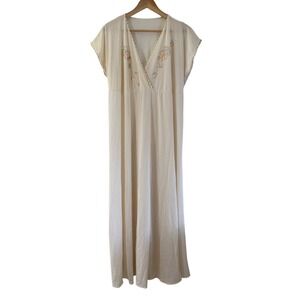 Vintage St Michael Floral Embroidered Nightgown Maxi‎ Dress Size 36
